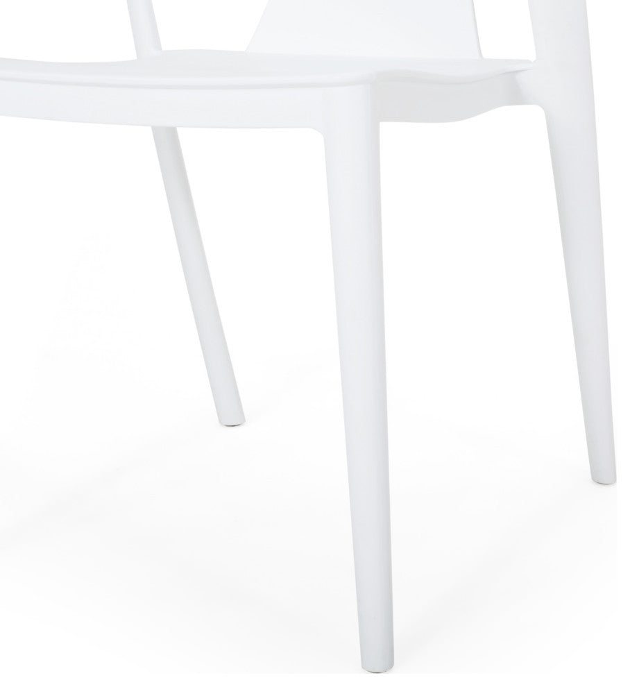 Xanth Outdoor Stacking Dining Chair, Set of 2, White