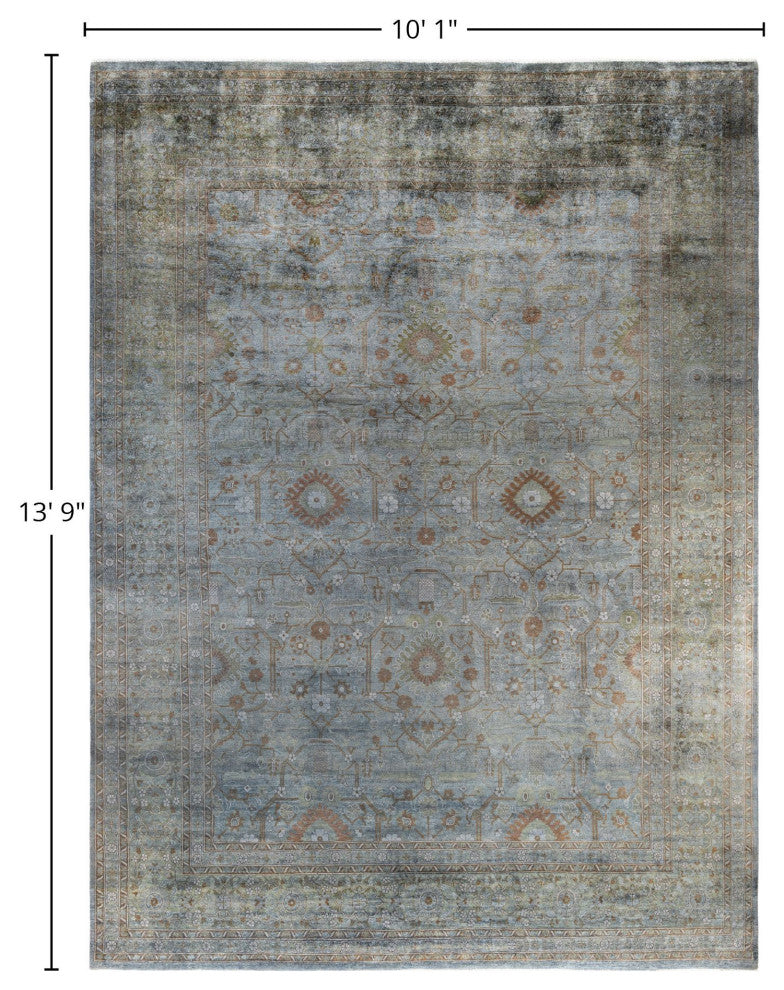 Overdyed One-of-a-Kind Hand-Knotted Area Rug Gray, 10' 1" x 13' 9"