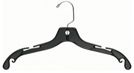 Heavy Plastic Top Hanger, Black/Chrome Finish, Box of 100