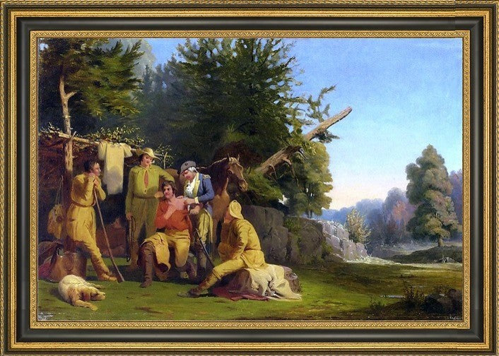 William Tylee Ranney the Wounded Scout Framed Premium Canvas Print, 18"x27"