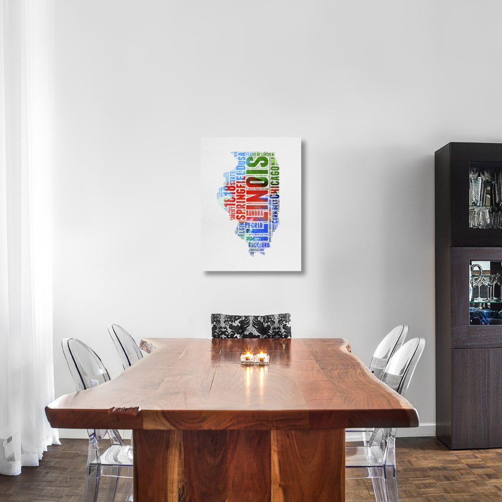 "Illinois Watercolor Word Cloud" Fine Art Print