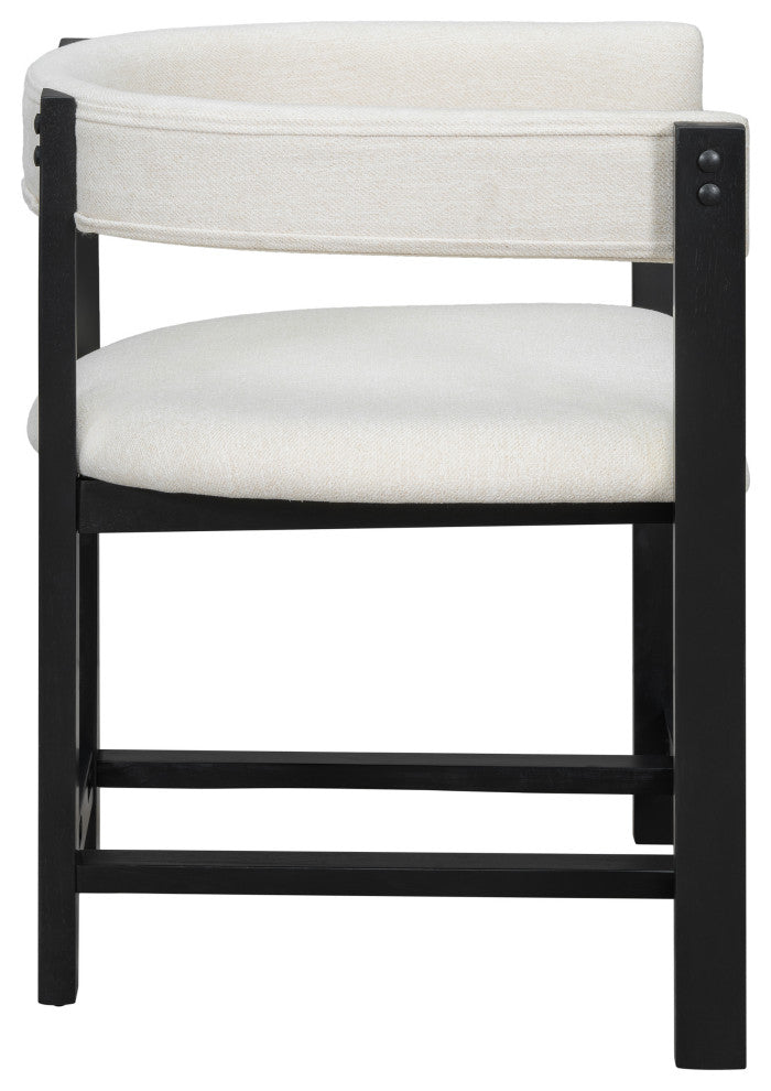 Heise Modern Open Back Dining Armchair With Cushion, Set of 2, Beige/Black