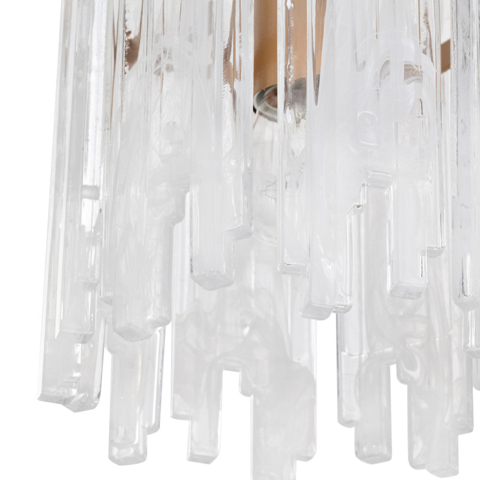 Eva 1 Light Clear Glass Bars Drum Chandelier, Shiny Bronze Finish