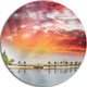 Roatan Beach Sunset Panorama, Seashore Photo Disc Metal Wall Art, 23"