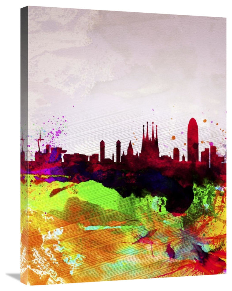 "Barcelona Watercolor Skyline" Fine Art Print