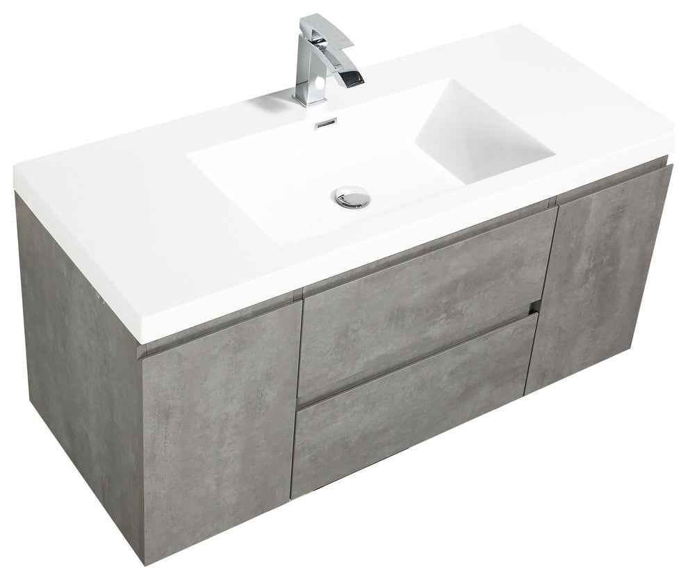 ALMA-PRE 48"³ CEMENT GREY WALL MOUNT VANITY WITH WHITE SINK