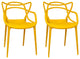 Mod Made Modern Plastic Loop Dining Chair, Set of 2, Yellow