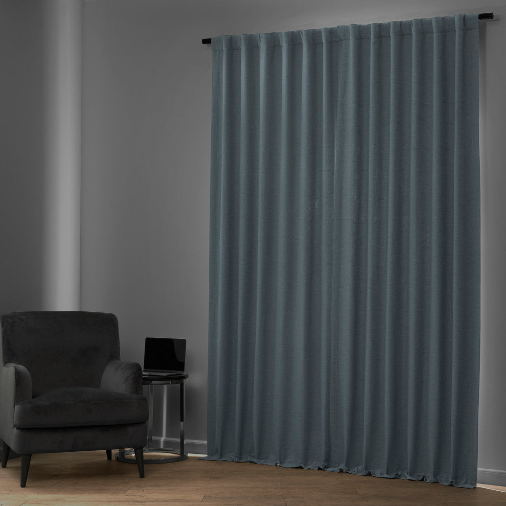 Bellino Blackout Room Darkening Curtain Single Panel, Gulf Blue, 50"x108"