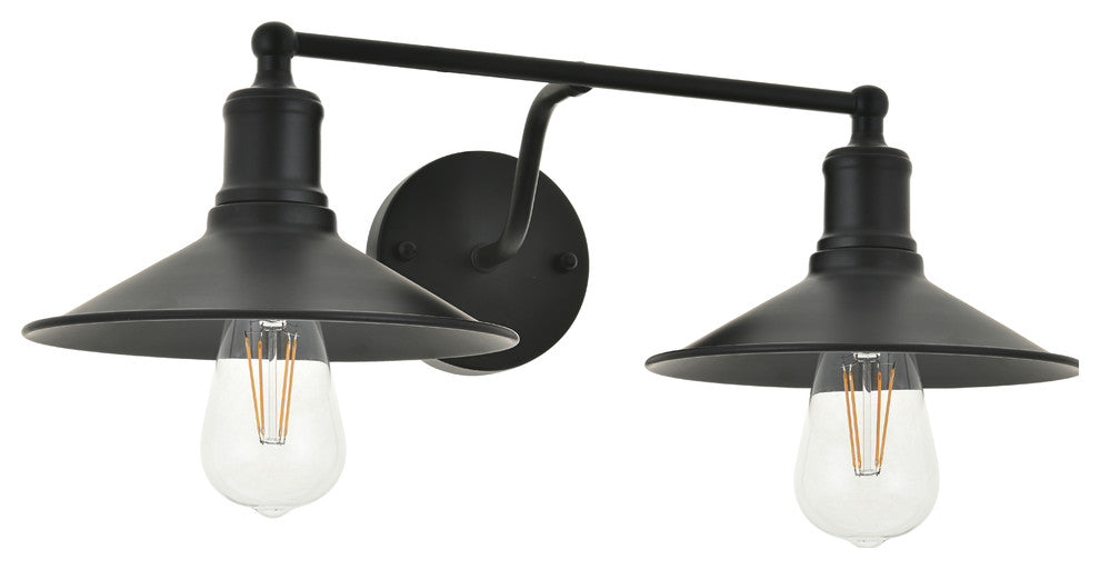 Black Finish 2-Light Wall Sconce