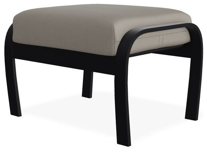 Belle Isle Cushion Outdoor Ottoman, Stone Linen/Black