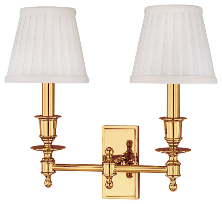 Ludlow 2-Light Wall Sconce, Polished Brass