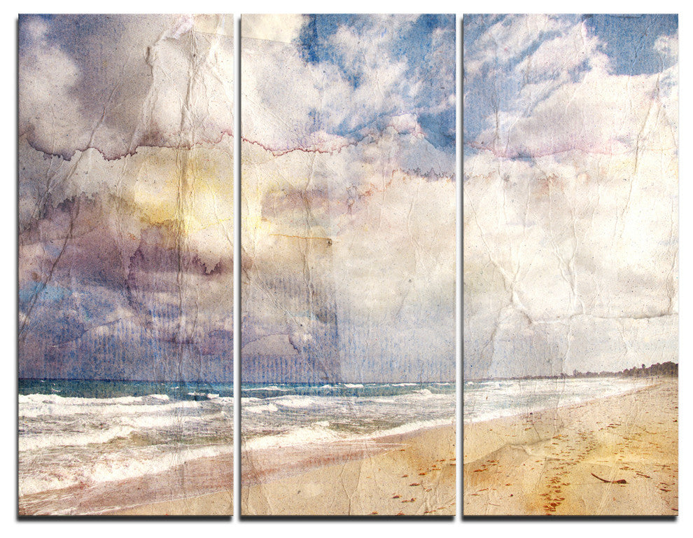 "Retro Ocean Watercolor" Metal Wall Art, 3 Panels, 36"x28"