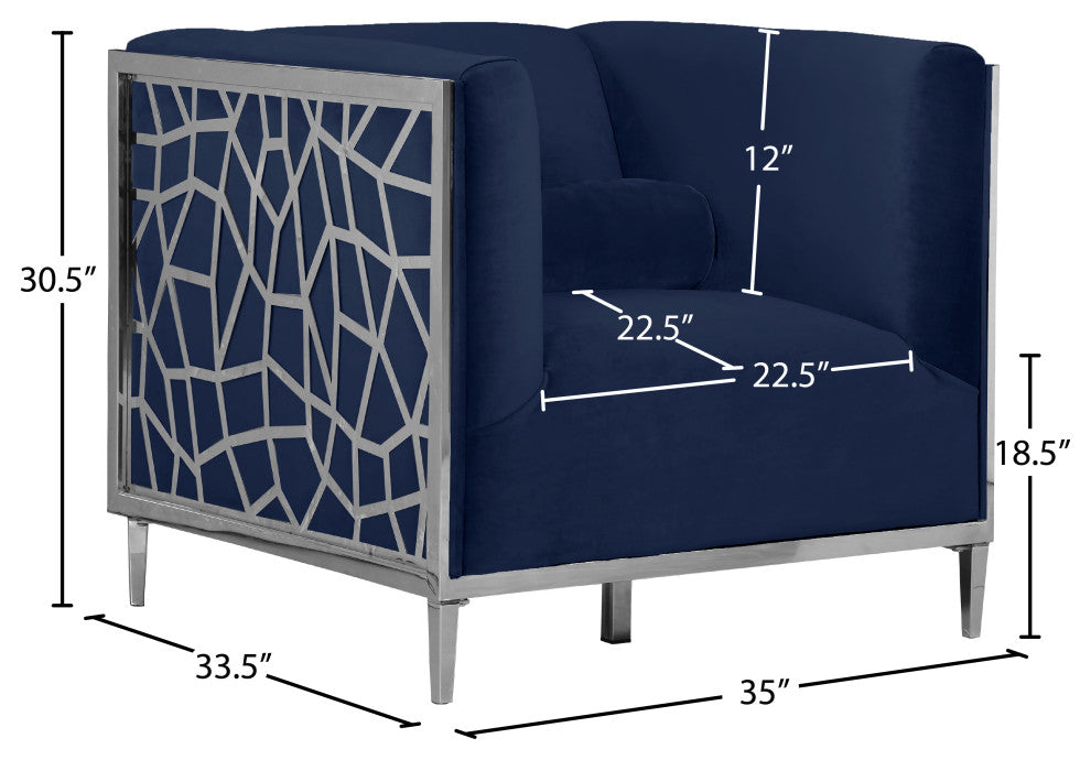 Opal Velvet Upholstered Chair, Navy