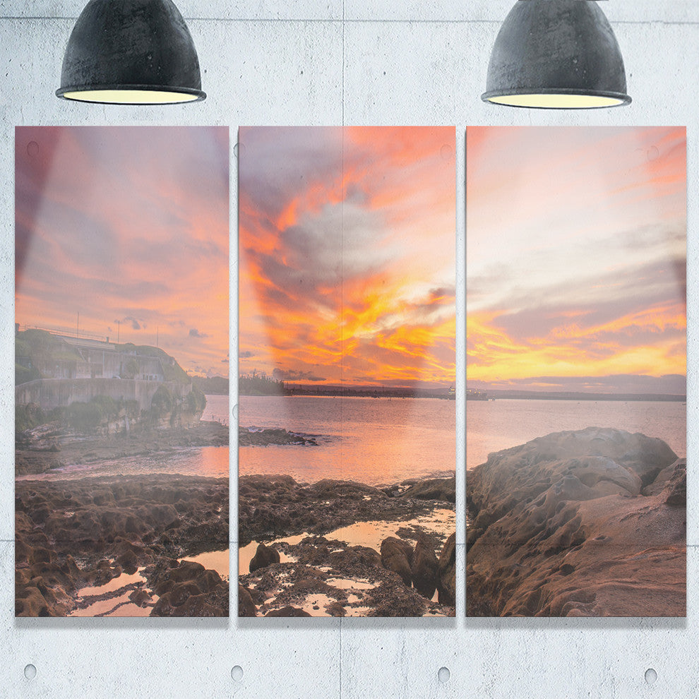 "Sunset Sky Panoramic Sydney View" Metal Wall Art, 3 Panels, 36"x28"