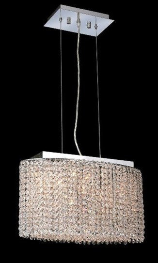 Elegant Moda Dining Room Light, Chrome Finish With Royal Cut Crystal