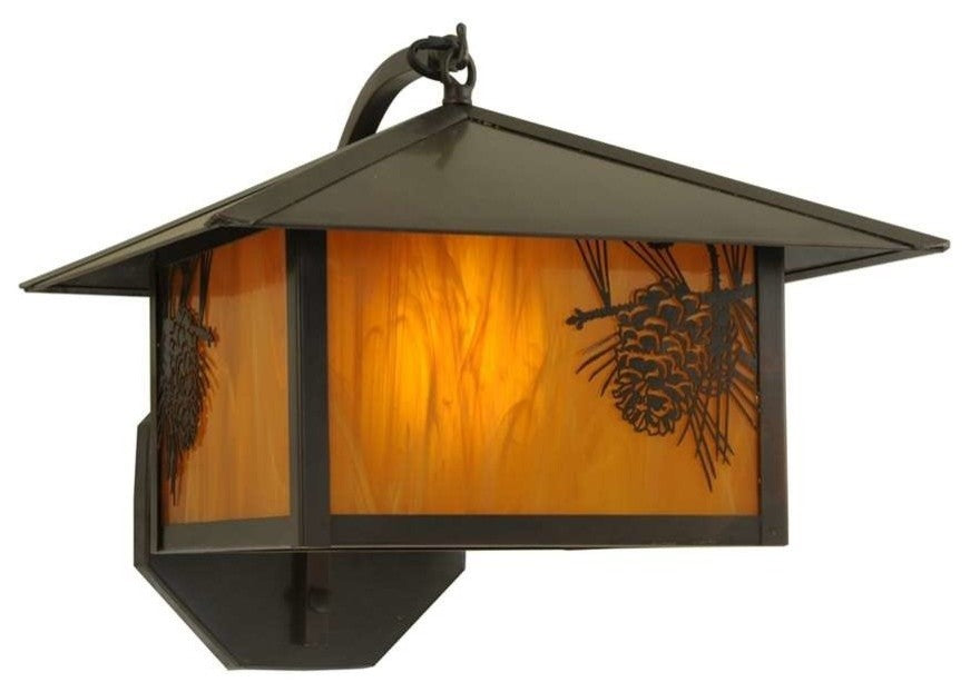 13 Wide Seneca Winter Pine Curved Arm Wall Sconce