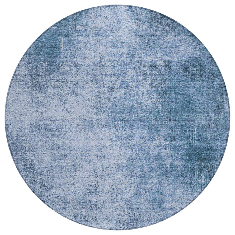 Machine Washable Indoor/Outdoor Chantille ACN1903 Blue 8' x 8' Round Rug