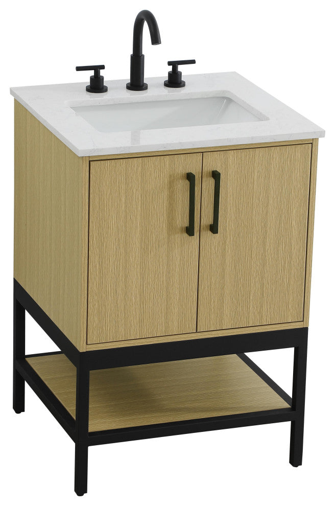 Home Living 24" Single Bathroom Vanity, Honey Brown