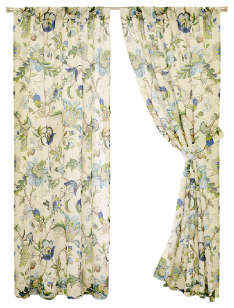 Ellis Curtain Brissac Tailored Panel Pair With Tiebacks, Blue, 70"x63"