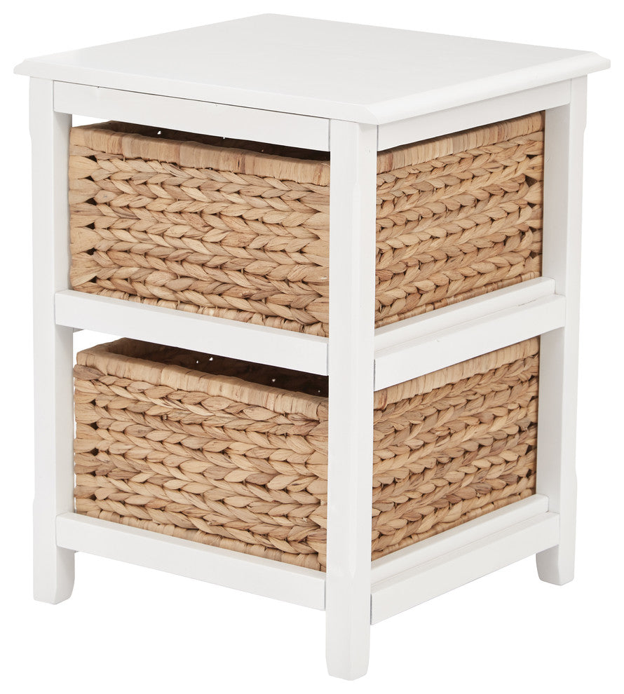 Seabrook Two-Tier Storage Unit With White and Natural Baskets