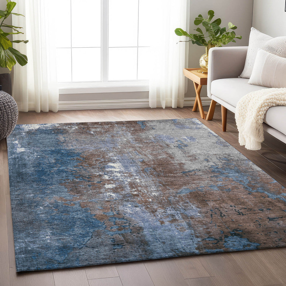 Machine Washable Indoor/Outdoor Chantille ACN1870 Coffee 5' x 7'6" Rug