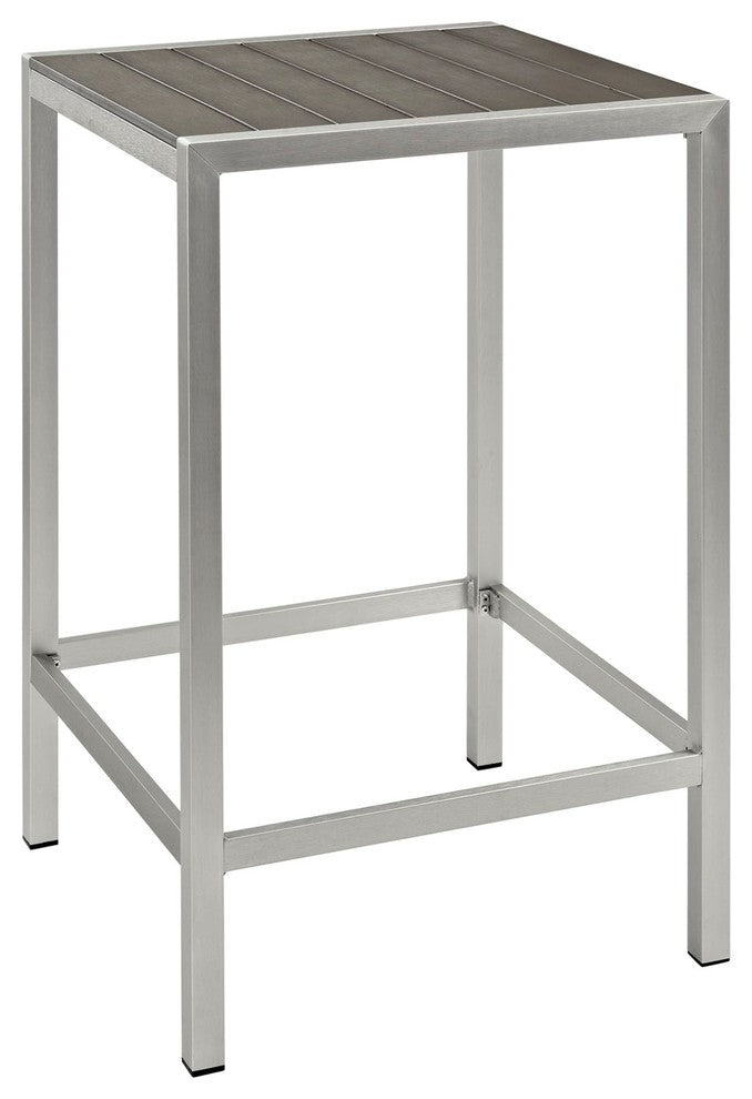 Modern Contemporary Urban Outdoor Patio Balcony Bar Table, Gray Gray, Aluminum