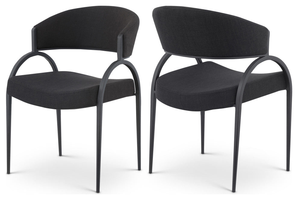 Privet Dining Chair (Set of 2), Black, Matte Black Finish