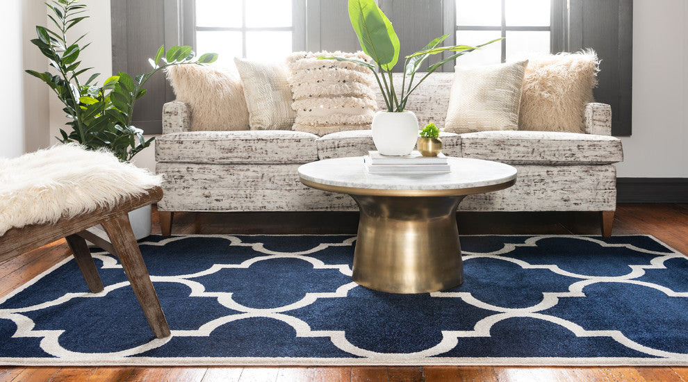Unique Loom Navy Blue Austin Trellis 5' 0 x 8' 0 Area Rug
