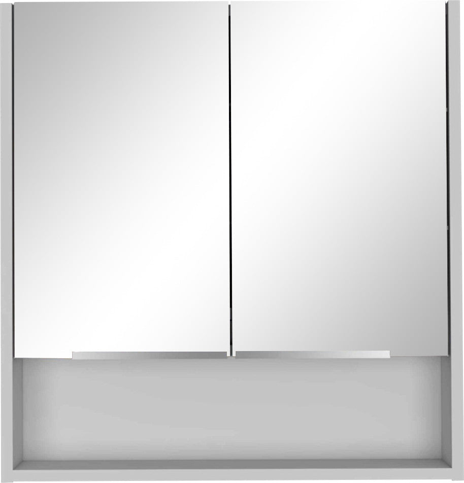Ozark 24" Medicine Cabinet with Mirror, 3 Inner Shelves, and Open Shelf, White