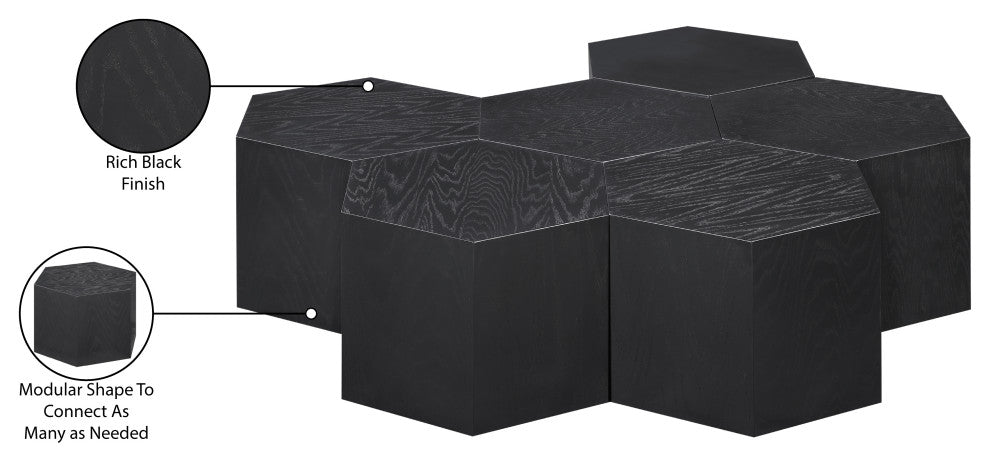 Eternal Modular Coffee Table, Black, 6 Piece
