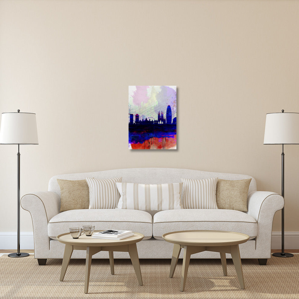 "Barcelona Watercolor Skyline 2" Fine Art Print