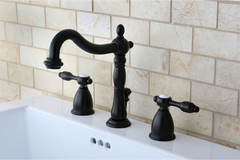 Kingston Brass Widespread Bathroom Faucet With Retail Pop-Up, Oil Rubbed Bronze