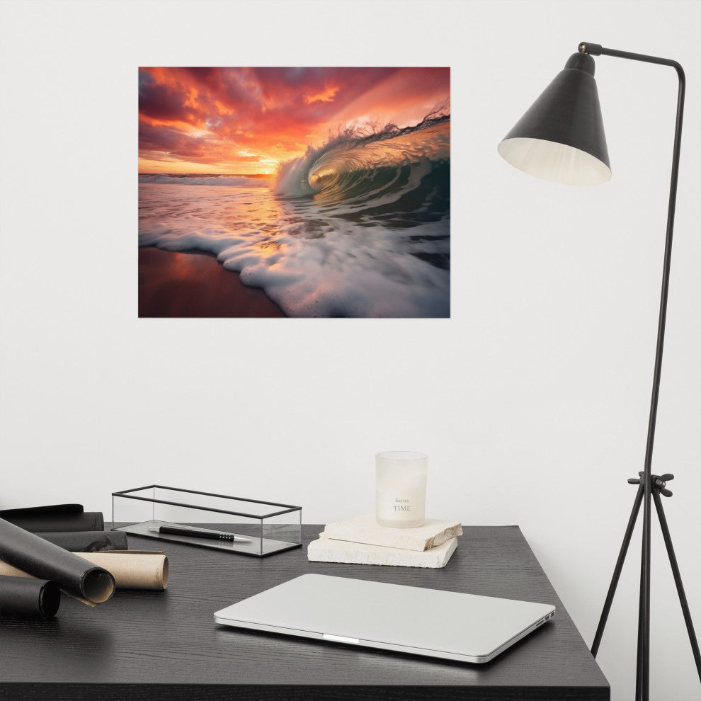 Coastal Art: Golden Barrel  Photorealistic Digital Artwork Loose Art Print, 16" X 20"