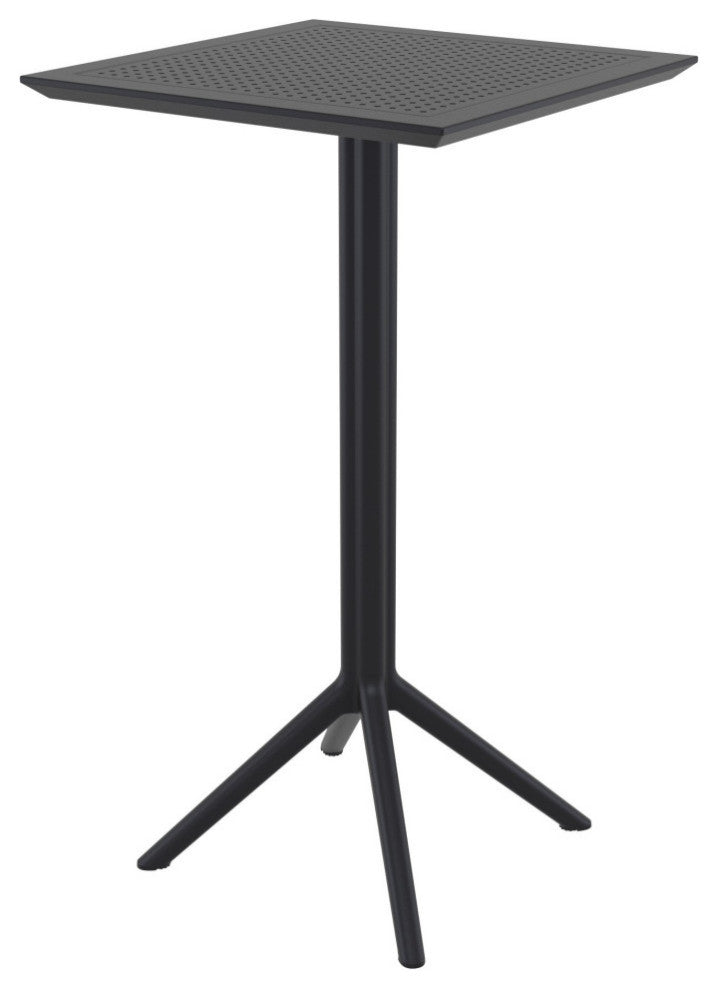 Sky Ares Square Bar Set With 2 Barstools Black