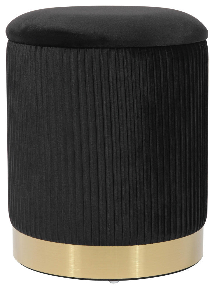 Zoe Black Velvet Storage Ottoman