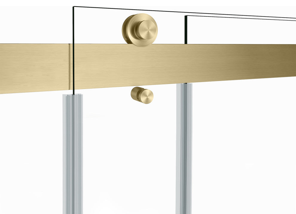 Spezia Double Sliding Frameless Shower Door, Brushed Gold, 48" W X 76" H