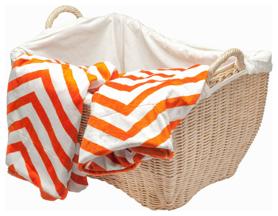 Wicker Laundry Basket With Liner, Natural Color