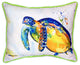 Pair of Betsy Drake Blue Sea Turtle II Large Indoor/Outdoor Pillows 16x20