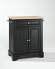 Crosley Furniture LaFayette Natural Wood Top Portable Kitchen Island in Black