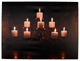 8 LED Rustic Lodge Fireplace Candles Scene Canvas Wall Hanging, 15.75"