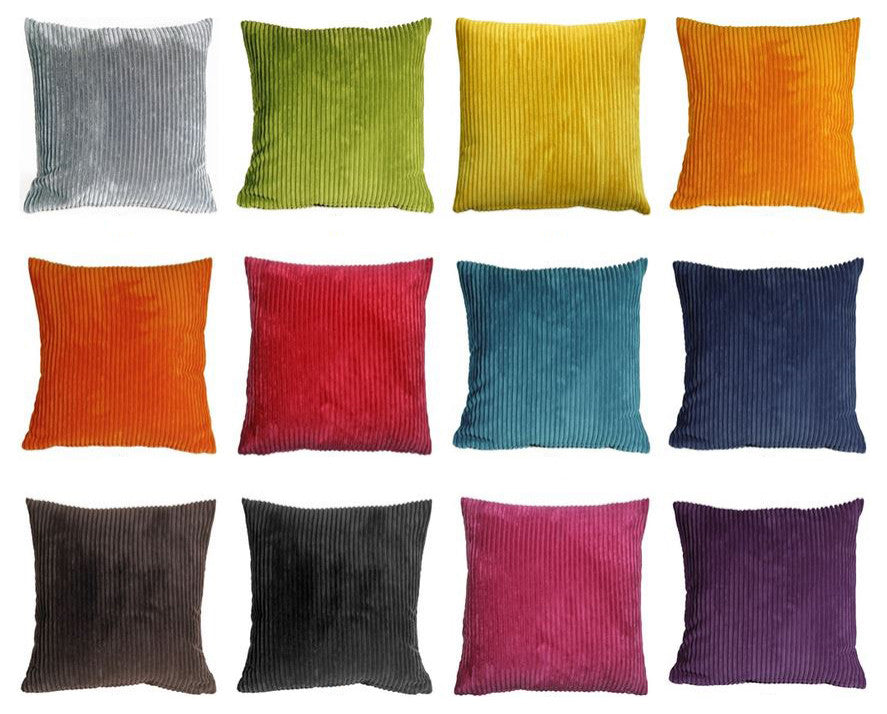 Pillow Decor - Wide Wale Corduroy 18 x 18 Throw Pillows, Black