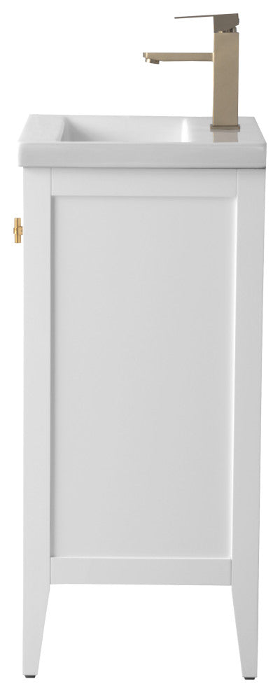 Vanity Art Freestanding Vanity, White, 20", Single Sink, Golden Brushed