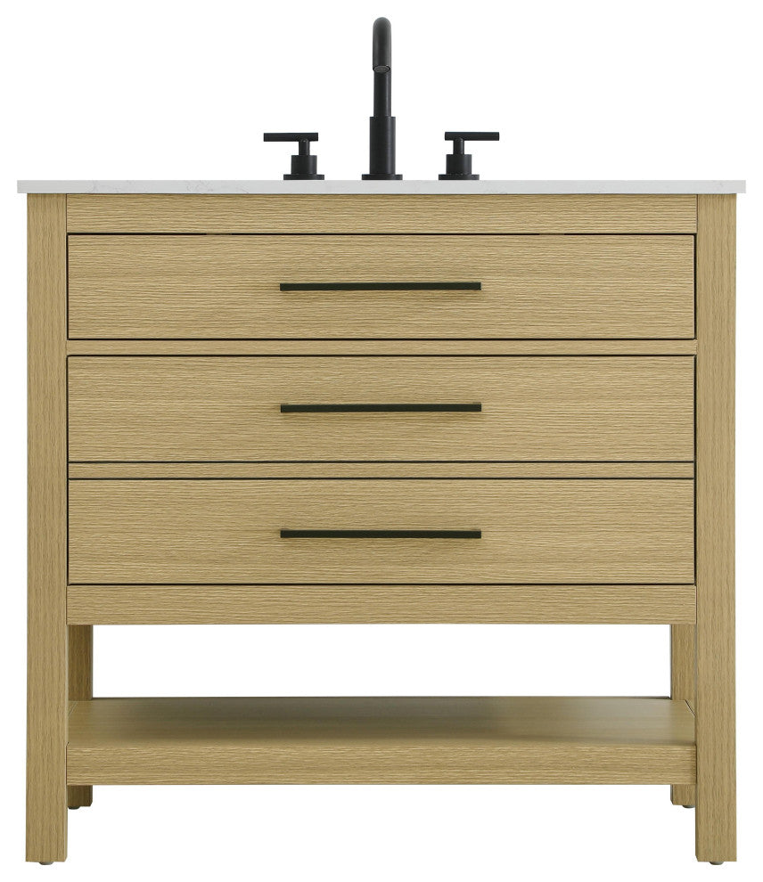 Home Living 36" Single Bathroom Vanity, Honey Brown