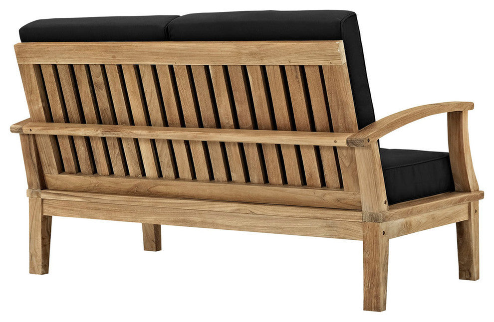 Modern Urban Outdoor Patio Rattan and Wicker 3-Piece SetSofa Set Natural Black