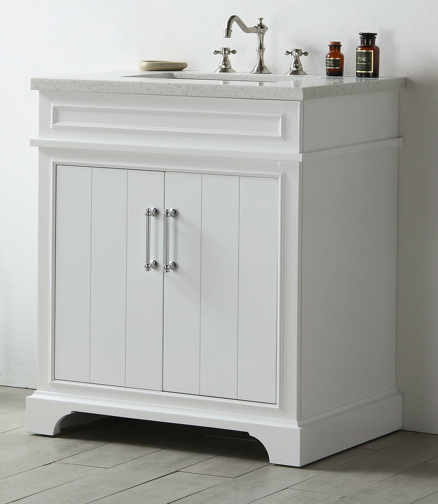 30" Wood Sink Vanity With Quartz Top-No Faucet