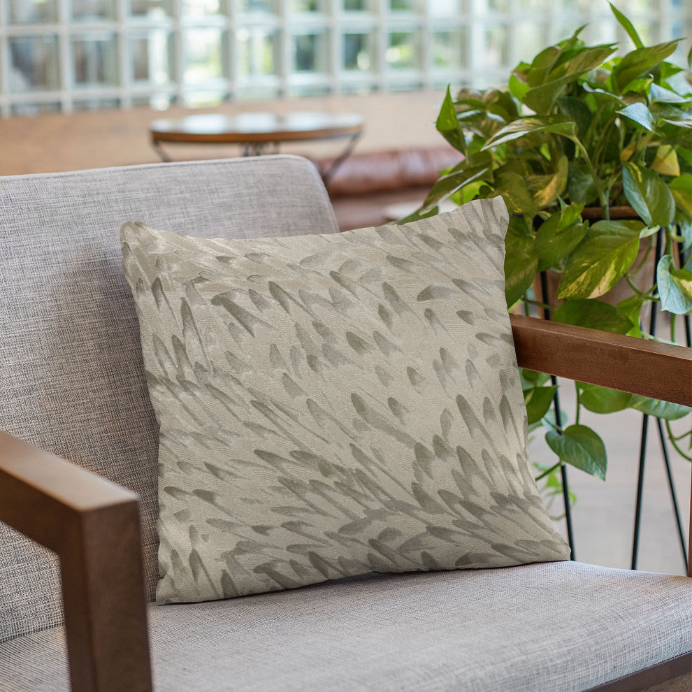 Plutus Brown Bird Feather Animal Luxury Throw Pillow, 18"x18"