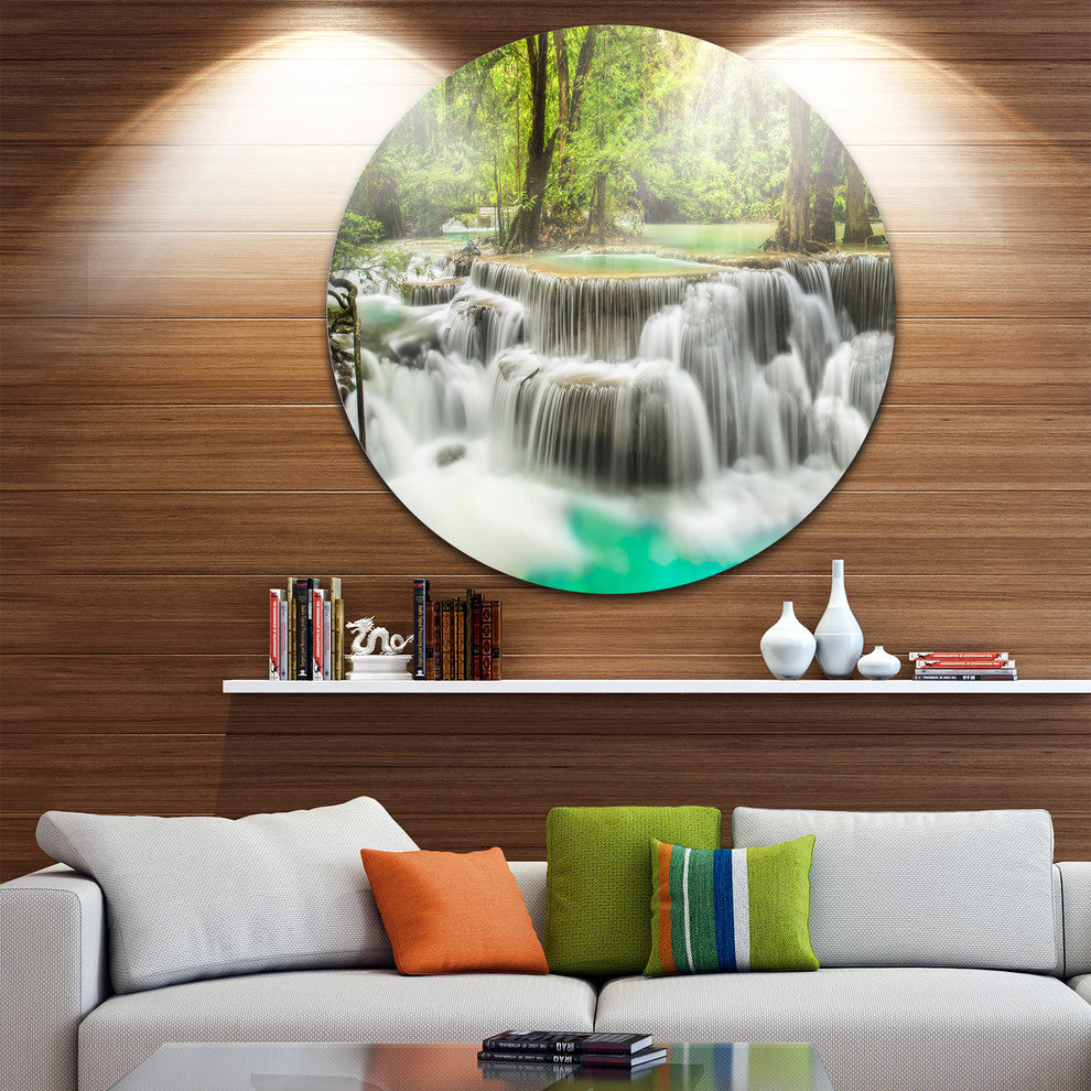 Kanchanaburi Erawan Waterfall, Photo Disc Metal Artwork, 23"