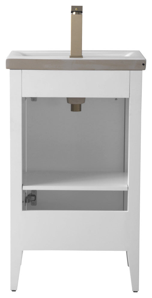 Vanity Art Freestanding Vanity, White, 20", Single Sink, Golden Brushed