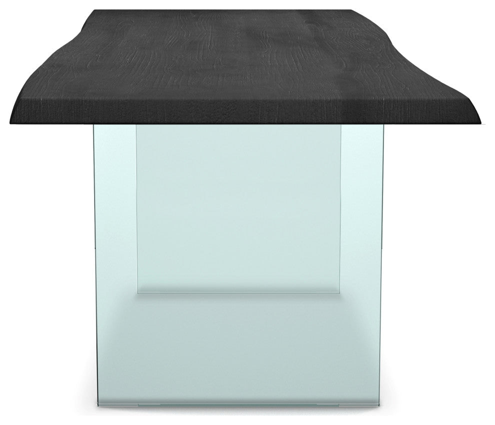 Brooks Dining Table, Ebonized, Clear, 40"x79", Glass Base
