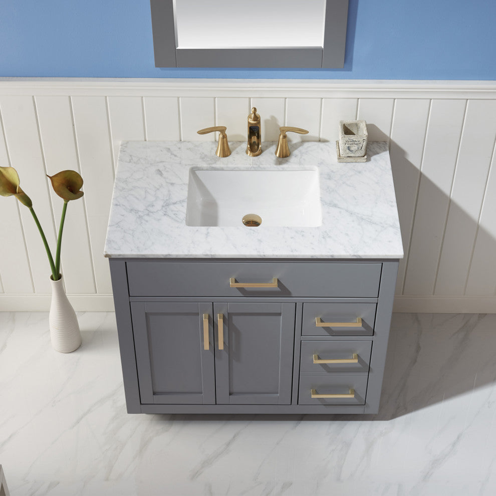 Ivy Gray Bathroom Vanity Set, 36", With Mirror